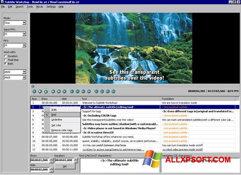 Ảnh chụp màn hình Subtitle Workshop cho Windows XP