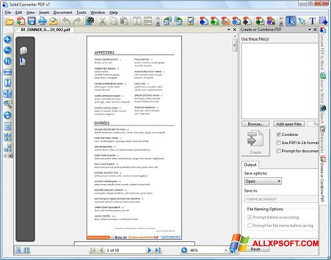 Ảnh chụp màn hình Solid Converter PDF cho Windows XP