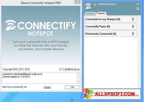 Ảnh chụp màn hình Connectify Pro cho Windows XP