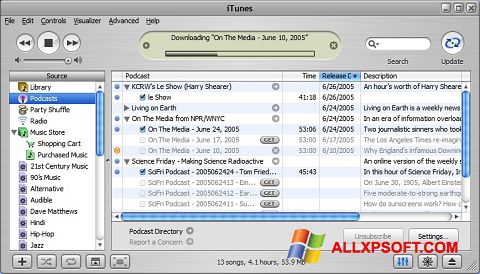 Ảnh chụp màn hình iTunes cho Windows XP