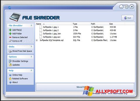 Ảnh chụp màn hình File Shredder cho Windows XP