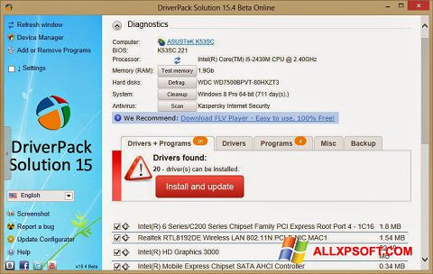 Ảnh chụp màn hình DriverPack Solution Online cho Windows XP