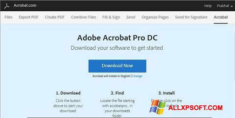 Ảnh chụp màn hình Adobe Acrobat cho Windows XP