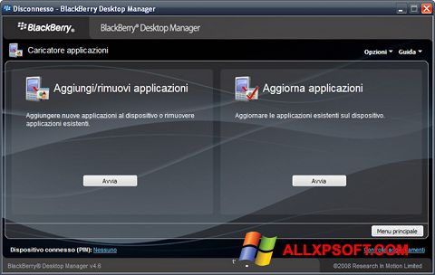 Ảnh chụp màn hình BlackBerry Desktop Manager cho Windows XP