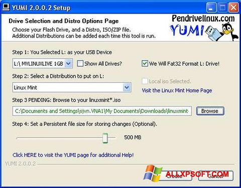 Ảnh chụp màn hình YUMI cho Windows XP