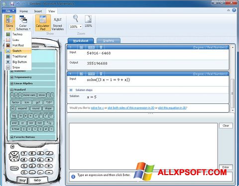 Ảnh chụp màn hình Microsoft Mathematics cho Windows XP