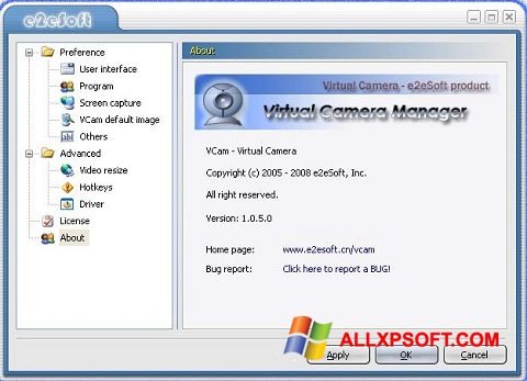 Ảnh chụp màn hình VCam cho Windows XP
